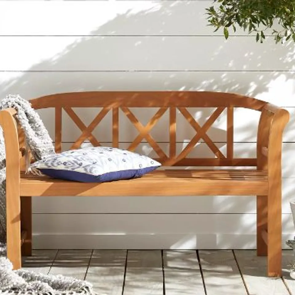 BOXED POSITANO 2 SEATER NATURAL WOOD BENCH (1 BOX)