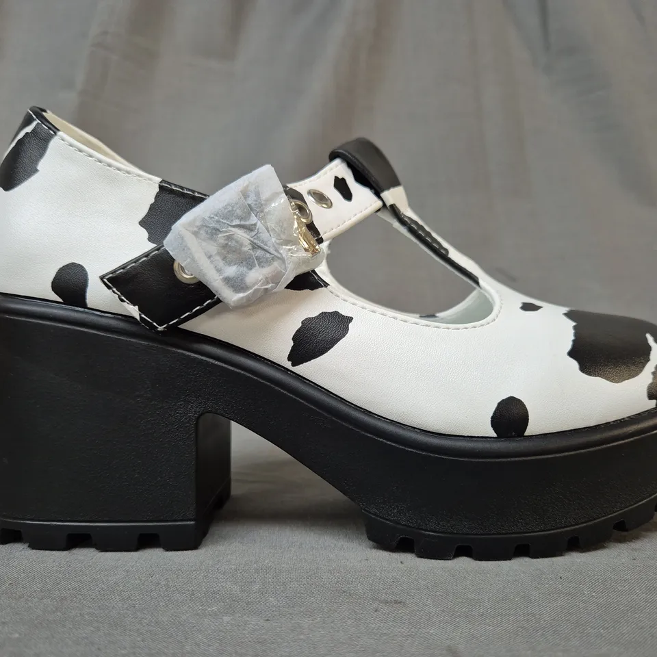 BOXED PAIR OF KOI SAI COW PRINT MARY JANES 'NETTIE EDITION' SIZE 3