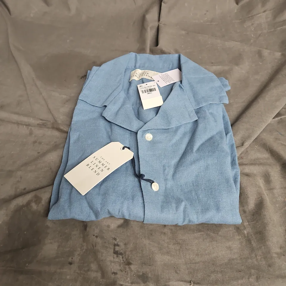 ABERCROMBIE & FITCH SUMMER LINEN BLEND SHIRT IN BLUE SIZE S