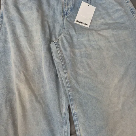 BERSHKA BAGGY BALLOON JEANS IN BLUE SIZE UK 14