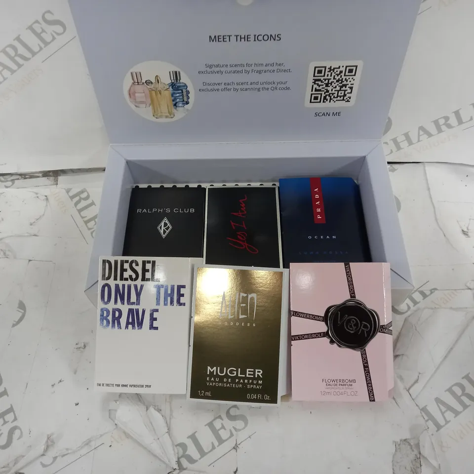 BOX OF APPROX. 5 BOXED FRAGRANCE ICON SAMPLE BOXES OF 6