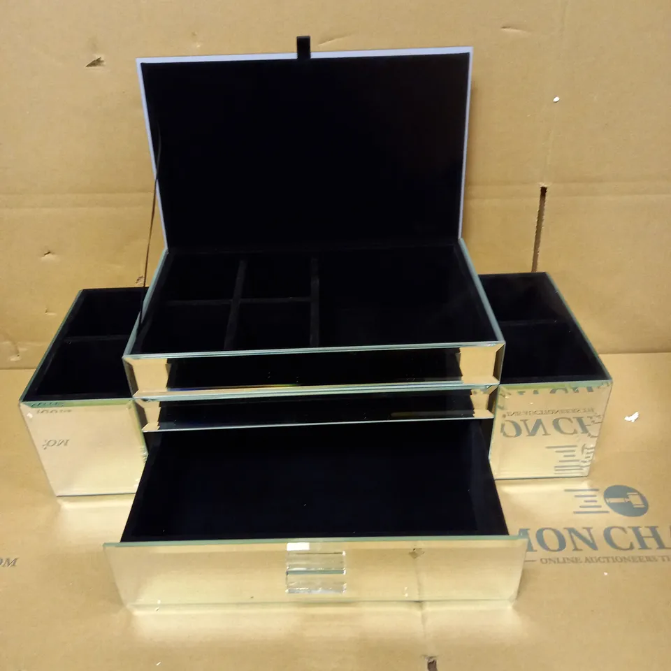 JM BY JULIEN MACDONALD MIRRORED GLASS DRESSING TABLE ORGANISER