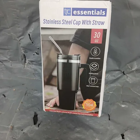 BOXED STAINLESS STEEL CUP WITH STRAW