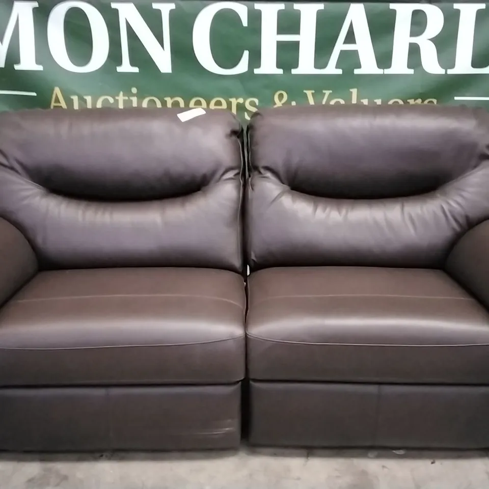 QUALITY BRITISH DESIGNER G PLAN MANUFACTURED WASHINGTON 18 3 SEATER MANUAL RECLINER DBL SOFA  - CAPRI CHOCOLATE LEATHERS 