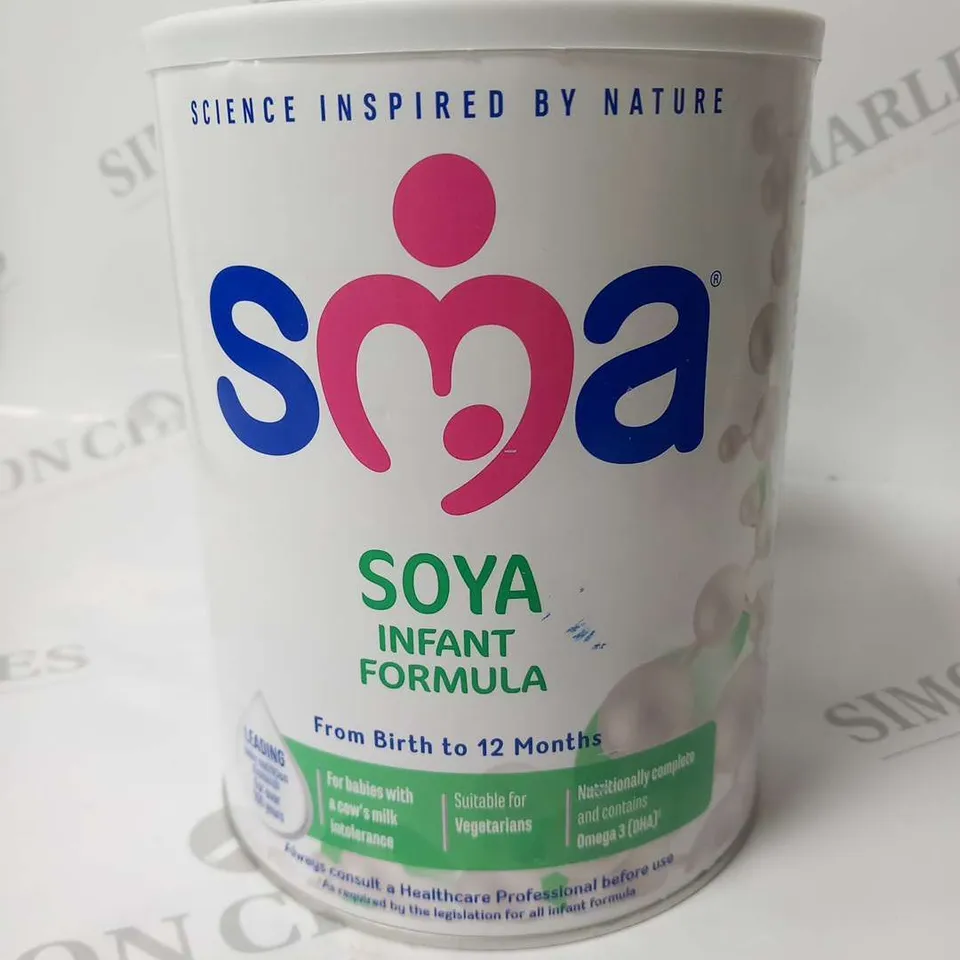 THREE TUBS OF SMA SOYA INFANT FORMULA FROM BIRTH TO 12 MONTHS 800G