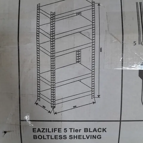 BOXED EAZILIFE 5 TIER BLACK BOLTLESS SHELVING - COLLECTION ONLY