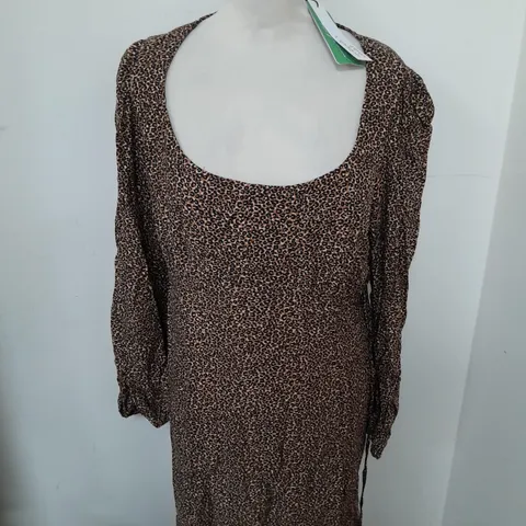 NOBODYS CHILD DEE DEE MIDI DRESS BROWN SIZE UK 14