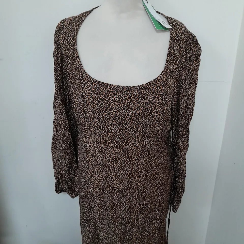 NOBODYS CHILD DEE DEE MIDI DRESS BROWN SIZE UK 14