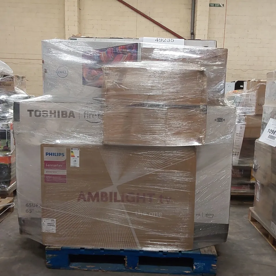 PALLET OF APPROXIMATELY 12 UNPROCESSED RAW RETURN MONITORS AND TELEVISIONS TO INCLUDE;