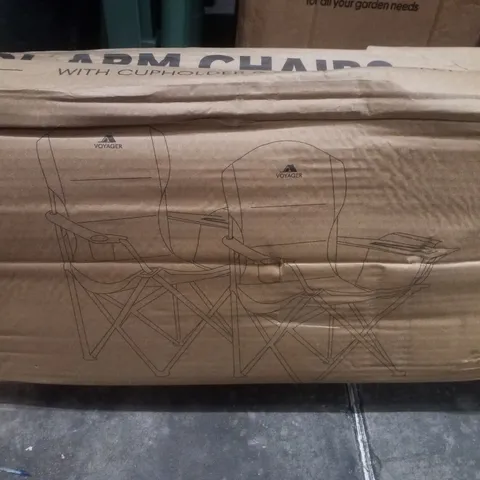 BOXED VOYAGER 2PK COOL ARM CHAIRS WITH CUPHOLDER & COOLER POCKET - BLACK