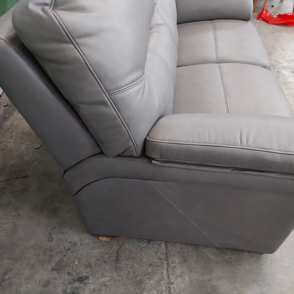QUALITY BRITISH DESIGNER G PLAN SEATTLE 2.5 SEATER SOFA CAPRI GREY LEATHER 