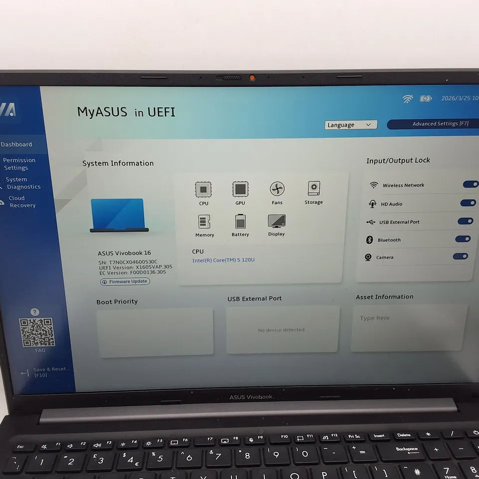 UNBOXED ASUS VIVIBOOK INTEL I-5 LAPTOP IN BLACK - X1605V