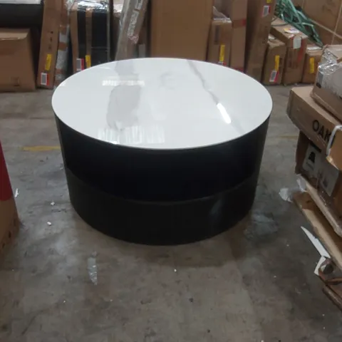 MALACHY COFFEE TABLE WHITE CERAMIC WITH BLACK WOOD