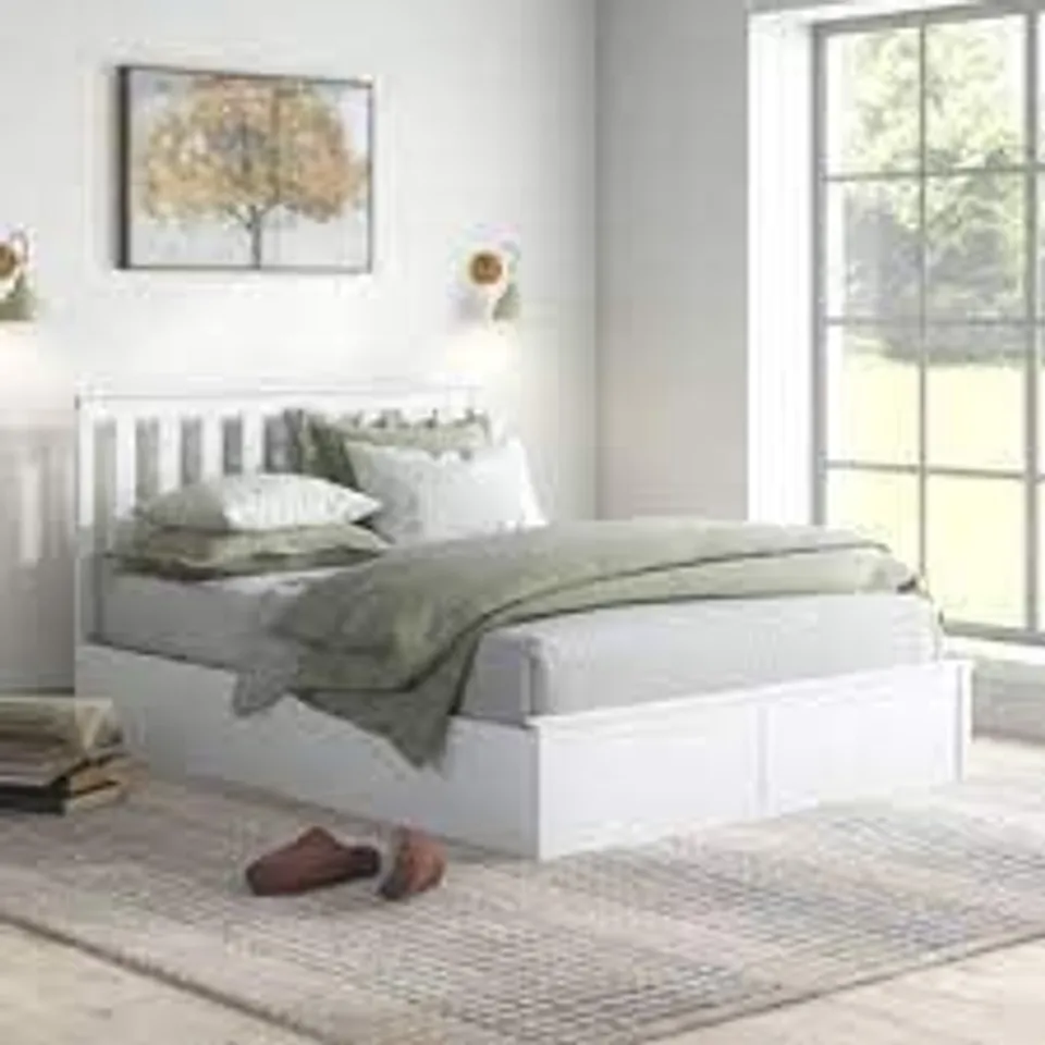 BOXED RIDGECREST BED FRAME - 4'6" DOUBLE, WHITE (2 BOXES)