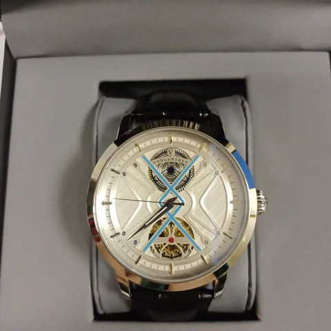VONLANTHEN MEN'S AUTOMATIC BLACK LEATHER STRAP WRISTWATCH