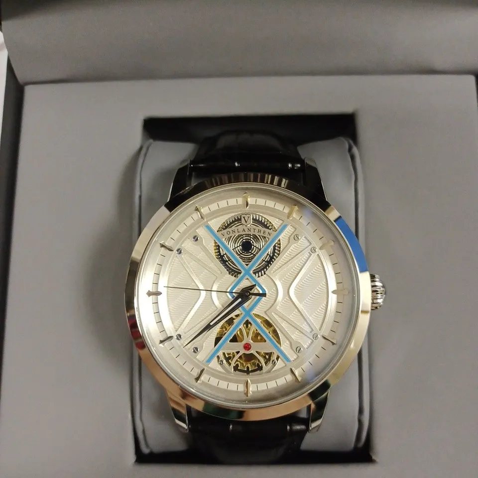 VONLANTHEN MEN'S AUTOMATIC BLACK LEATHER STRAP WRISTWATCH 