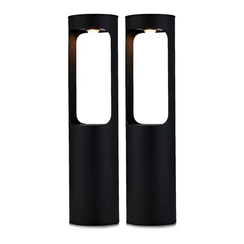 MY GARDEN STORIES SET OF 2 BLACK MODERN POST LIGHTS