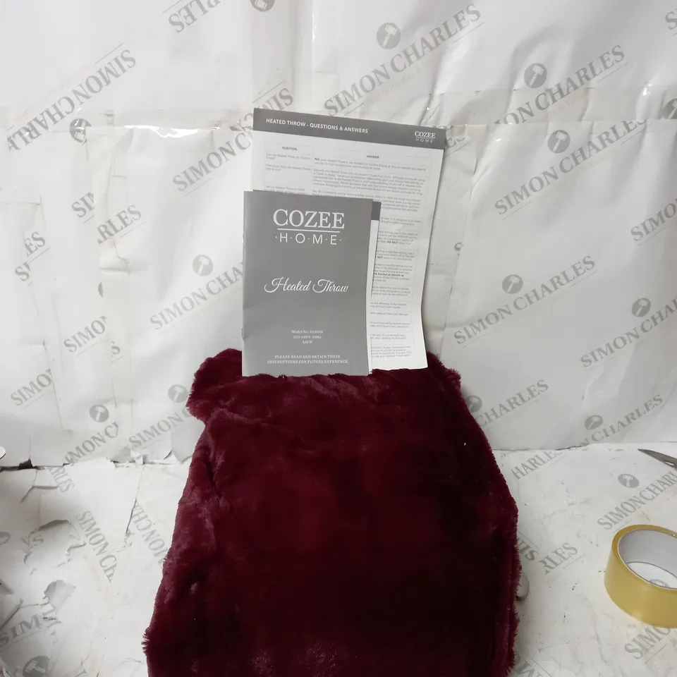 BOXED COZEE HOME HEATED THROW IN PLUM 