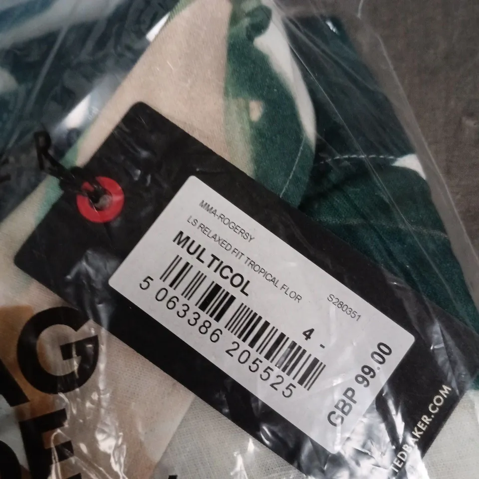 BAGGED TED BAKER LONDON LONG SLEEVE RELAXED FIT TROPICAL FLORAL SHIRT - SIZE 4