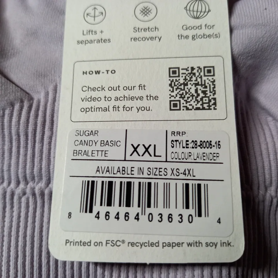 SUGAR CANDY THE BUSTY BRALETTE - LILAC SIZE XXL