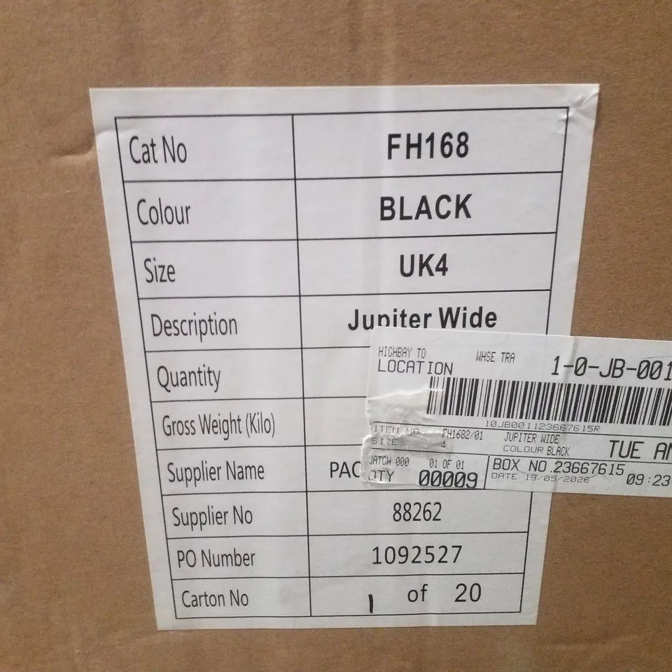 BOX CONTAINING APPROXIMATELY 9 PAIRS OF BRAND NEW SIMPLY BE BLACK JUPITER WIDE MESH SLINGBACK FLATS - SIZE 4