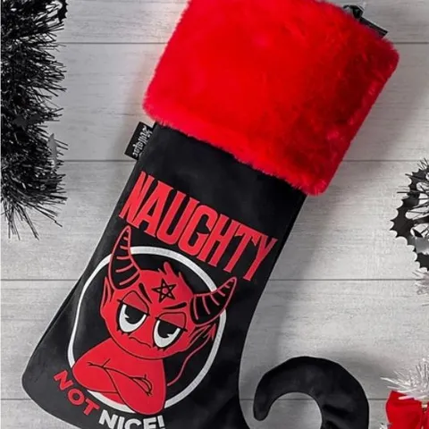 SEVEN BRAND NEW KILLSTAR - NAUGHTY - BLACK CHRISTMAS SOCK (DECORATION)