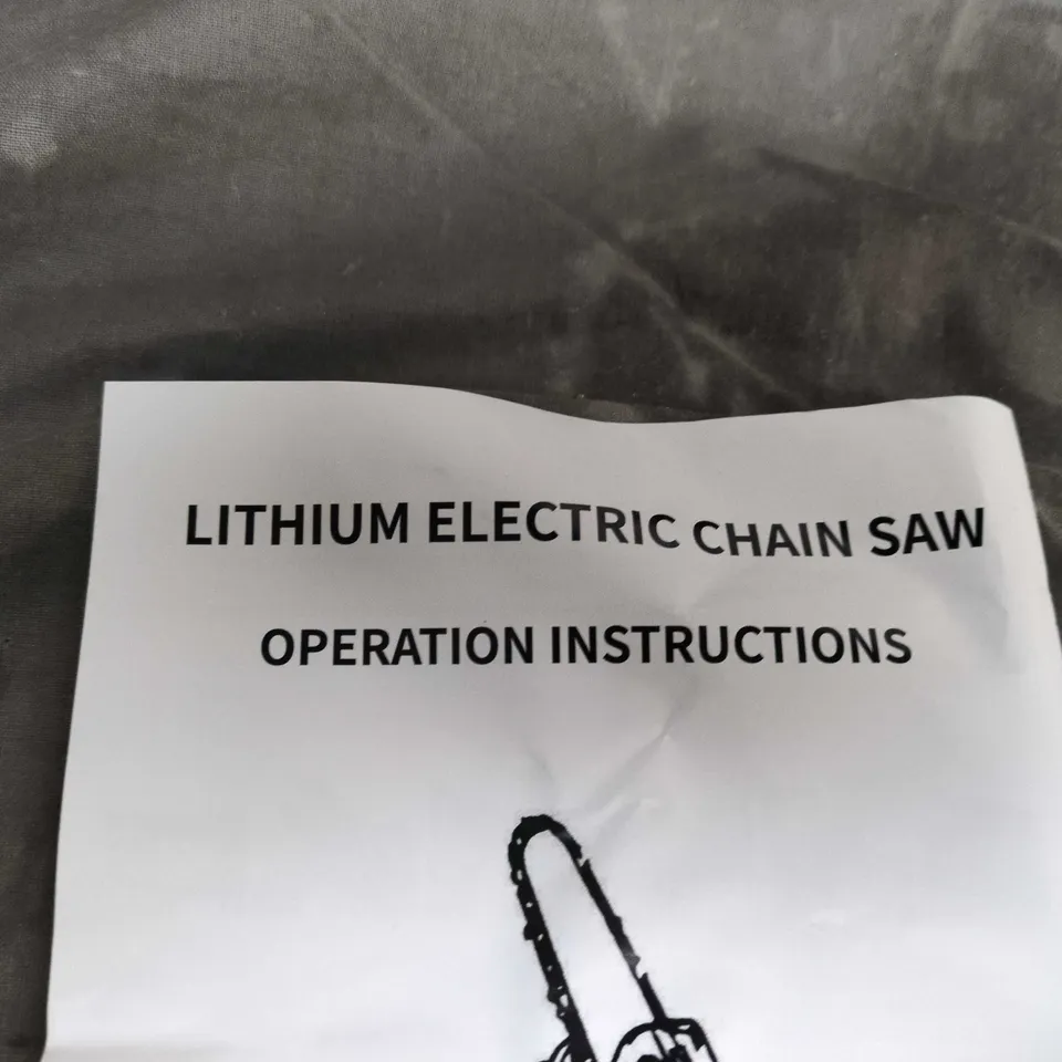 LITHIUM ELECTRIC CHAIN SAW – CORDLESS, BLUE/BLACK, WITH TWO BATTERIES & CHARGER