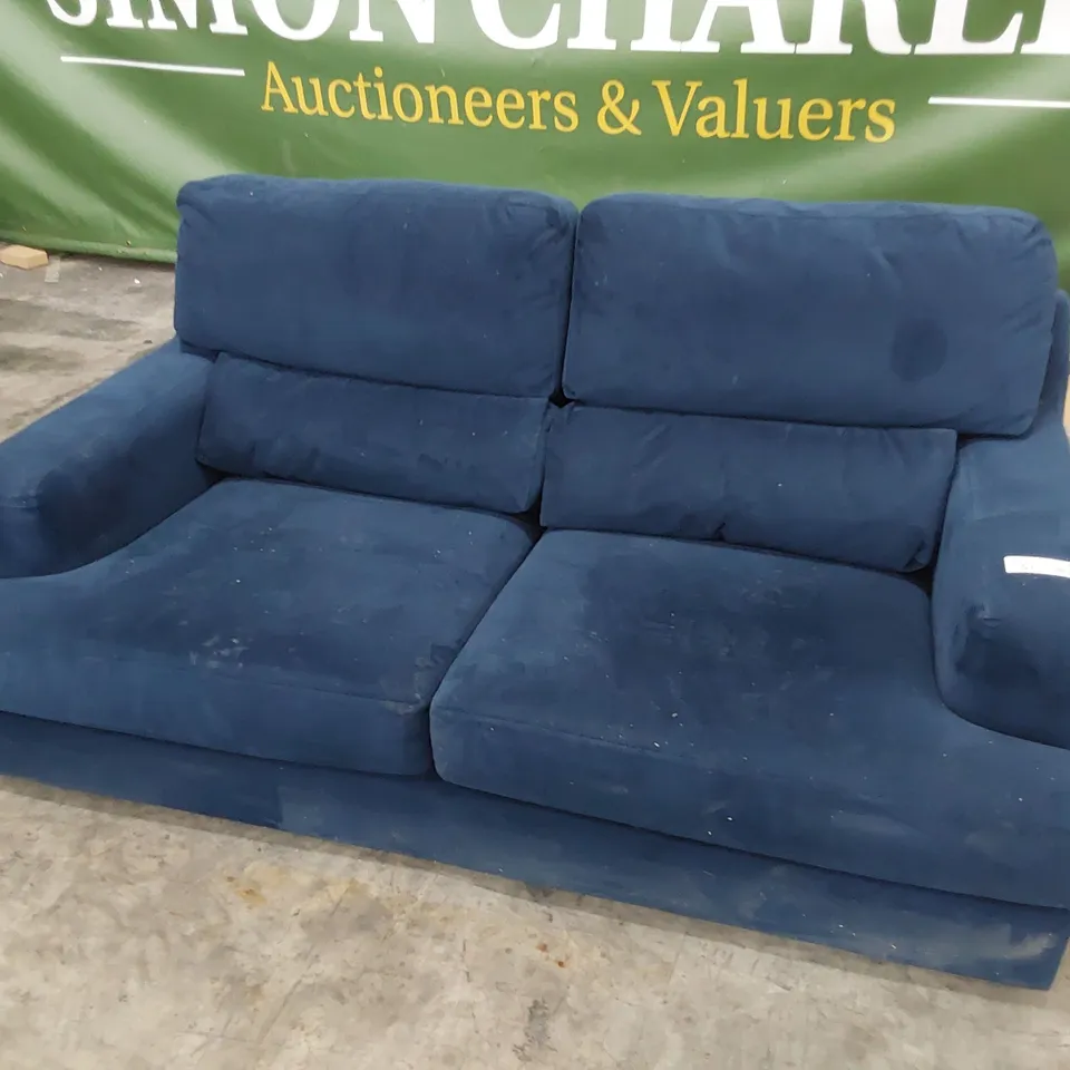 QUALITY BRITISH DESIGNER  LOUNGE Co. ROMILEY 2.5 SEATER SOFA MIDNIGHT INDIGO PLUSH FABRIC 