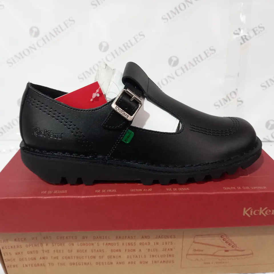 KICKERS LO AZTEC LEATHER SCHOOL SHOES BLACK SIZE 7
