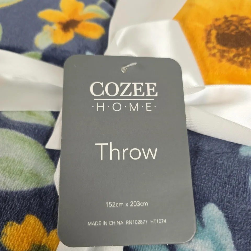 COZEE HOME THROW – SUNFLOWER FLORAL BLANKET, 152CM X 203CM