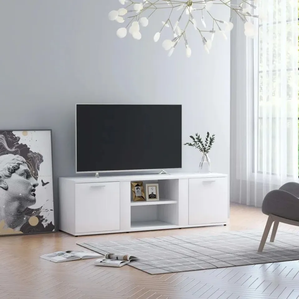 BOXED AGNETE TV STAND FOR TVS UP TO 55" - WHITE (1 BOX)