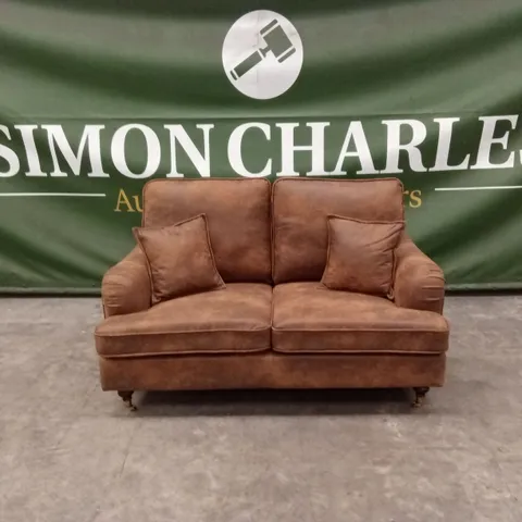ROSALIND WHEELER CRYSTIL 2 SEATER UPHOLSTERED COMPACT SOFA - BROWN