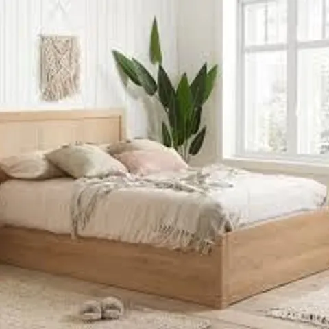 BOXED CROXLEY DOUBLE OAK RATTAN OTTOMAN BED (3 BOXES)