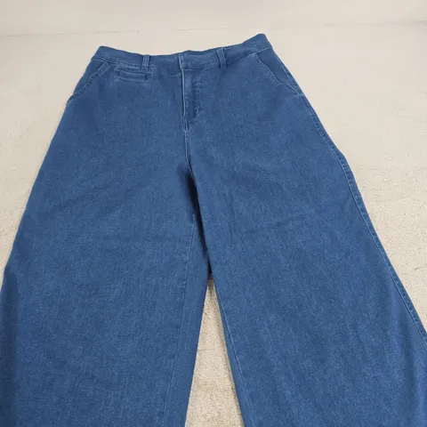 d&co. Denim & Co Jeans – Women's Wide-Leg Denim Trousers, Mid-Wash, Size M 