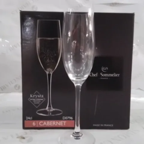 BOXED CHEF AND SOMMELIER CRYSTAL WINE GLASSES APPROXIMATELY 6