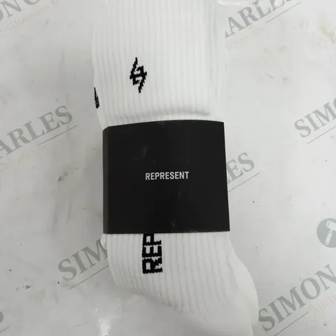 REPRESENT WHITE SOCKS - ONE SIZE ONLY