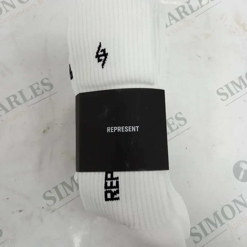 REPRESENT WHITE SOCKS - ONE SIZE ONLY