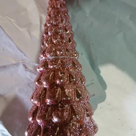 APPROXIMATELY 48 GISELA GRAHAM GLITTERY PINK PINECONE-SHAPED DECORATIVE ORNAMENT