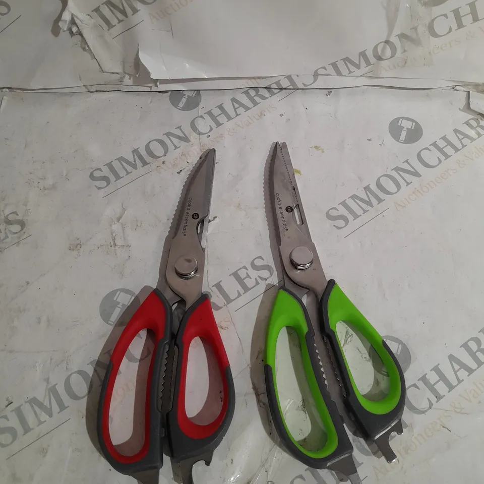 COOK'S ESSENTIALS SET OF 2 MULTI FUNCTION KITCHEN SCISSORS