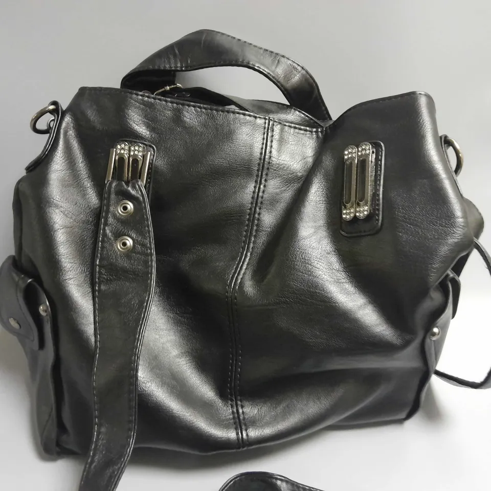 BLACK FAUX LEATHER BAG