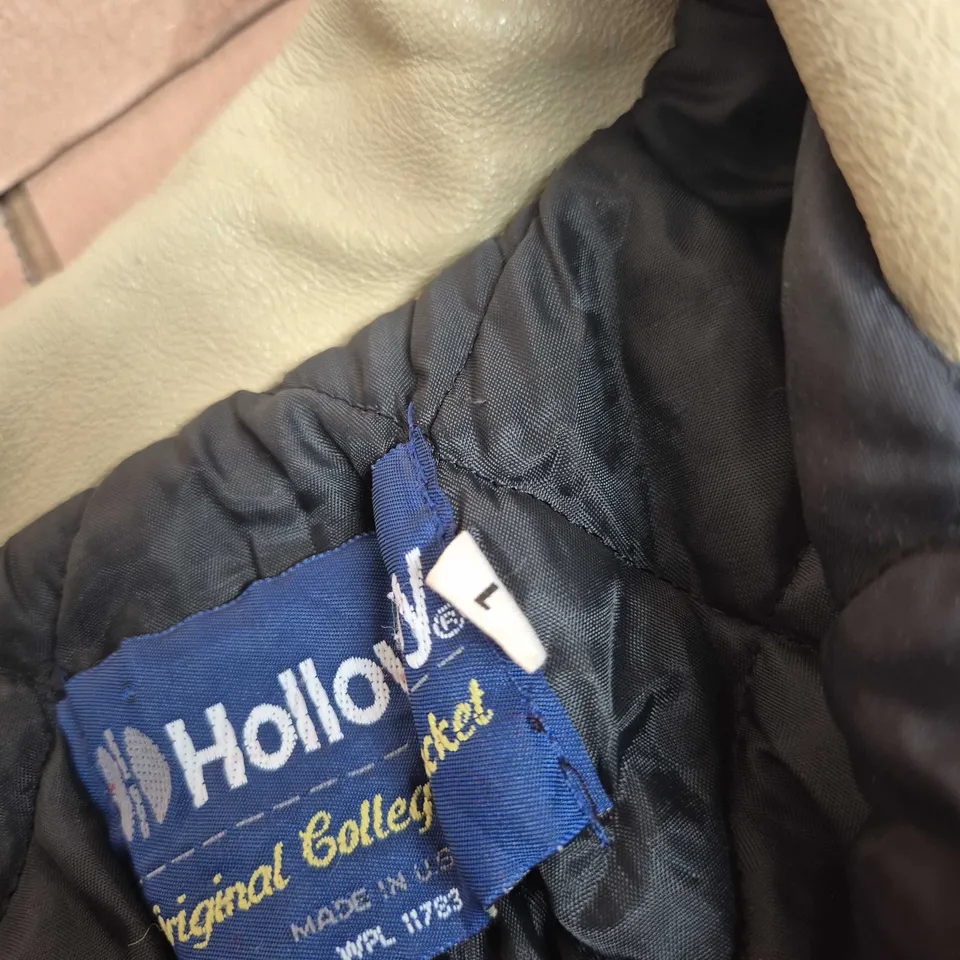 HOLLOWAY ORIGINAL COLLEGE JACKET – BURGUNDY BODY WITH CREAM SLEEVES, UK L
