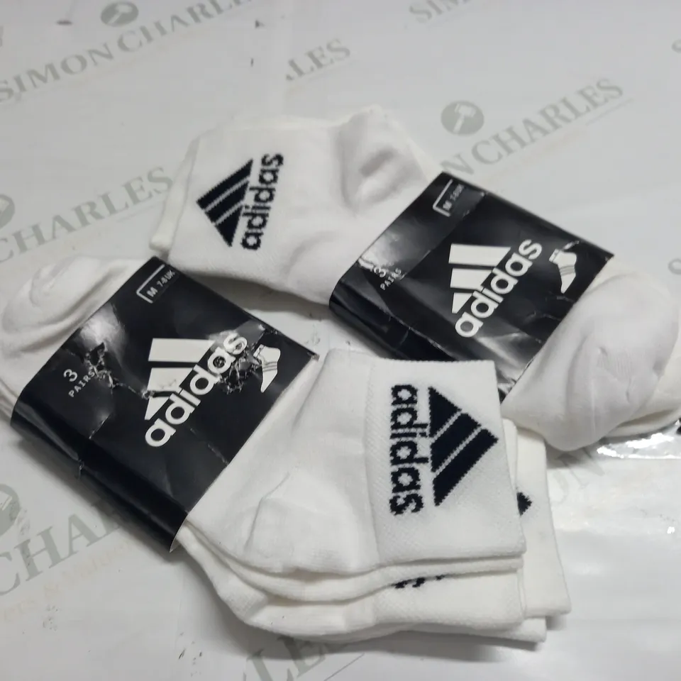 LOT OF 2 ADIDAS 3-PACKS OF SOCKS - UK 9-10