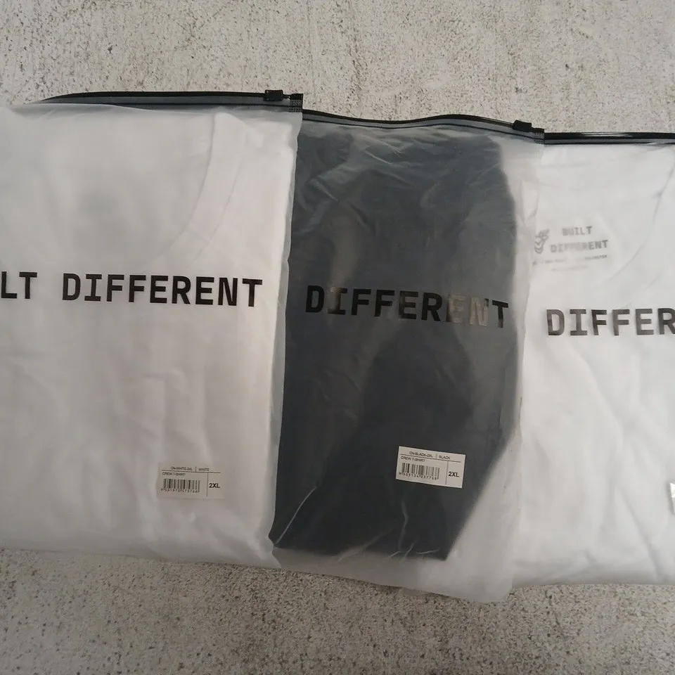 SET OF APPROXIMATELY 10 ASSORTED BUILT DIFFERENT T-SHIRTS/SHIRTS IN VARIOUS COLOURS AND SIZES