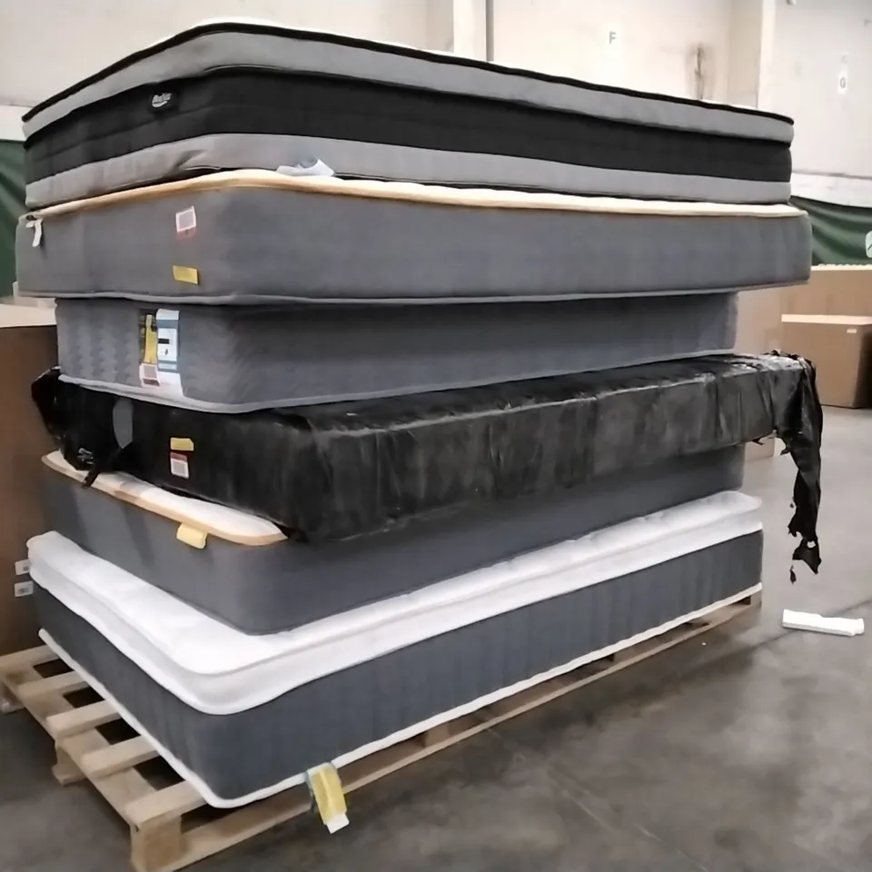PALLET CONTAINING 6 ASSORTED MATTRESSES - SIZES, BRANDS, CONDITIONS ECT VARY