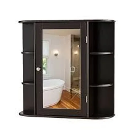 BOXED COSTWAY BATHROOM MIRROR WITH CABINET 66 X 16.7 X 63 CM BROWN
