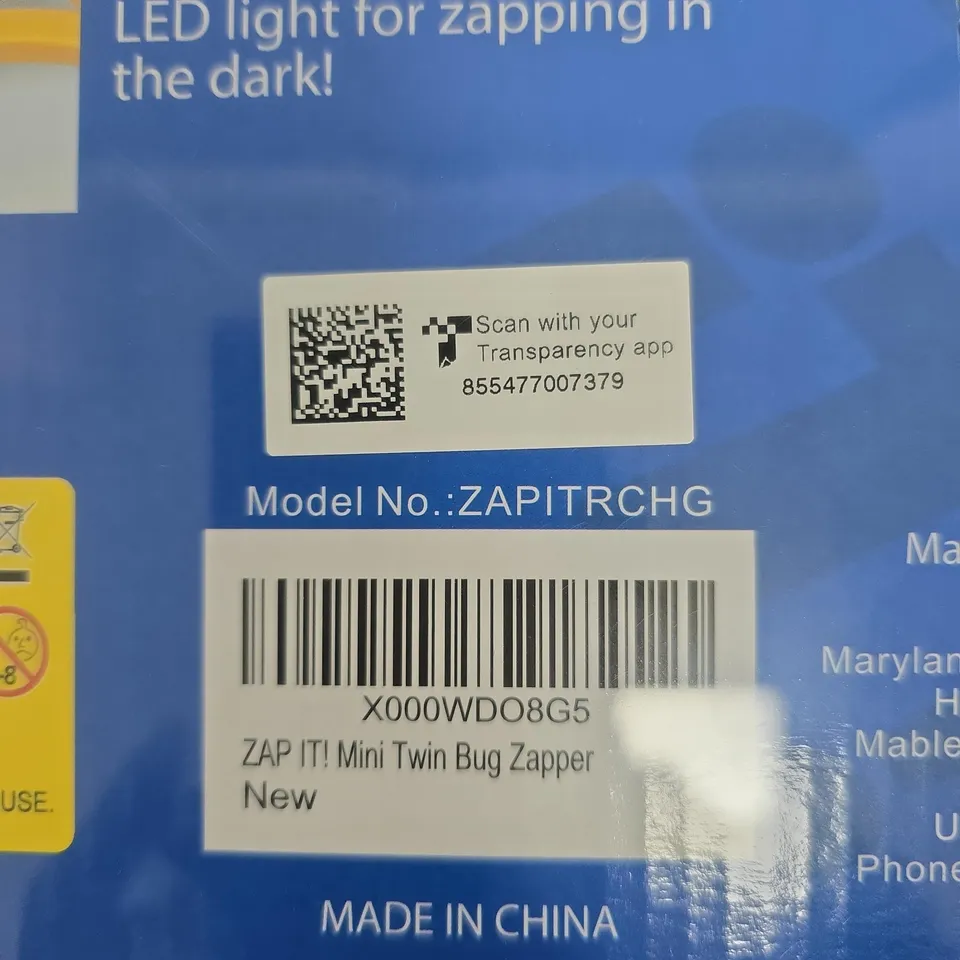 ZAP IT! MINI TWIN BUG ZAPPER – 2 PACK, NEW IN BOX