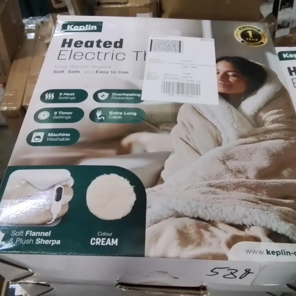BOXED KEPLIN HEATED ELECTRIC THROW CREAM
