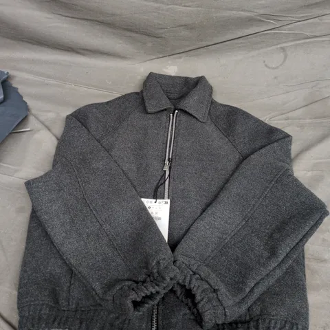 BERSHKA ZIP-UP JACKET – GREY - SIZE SMALL
