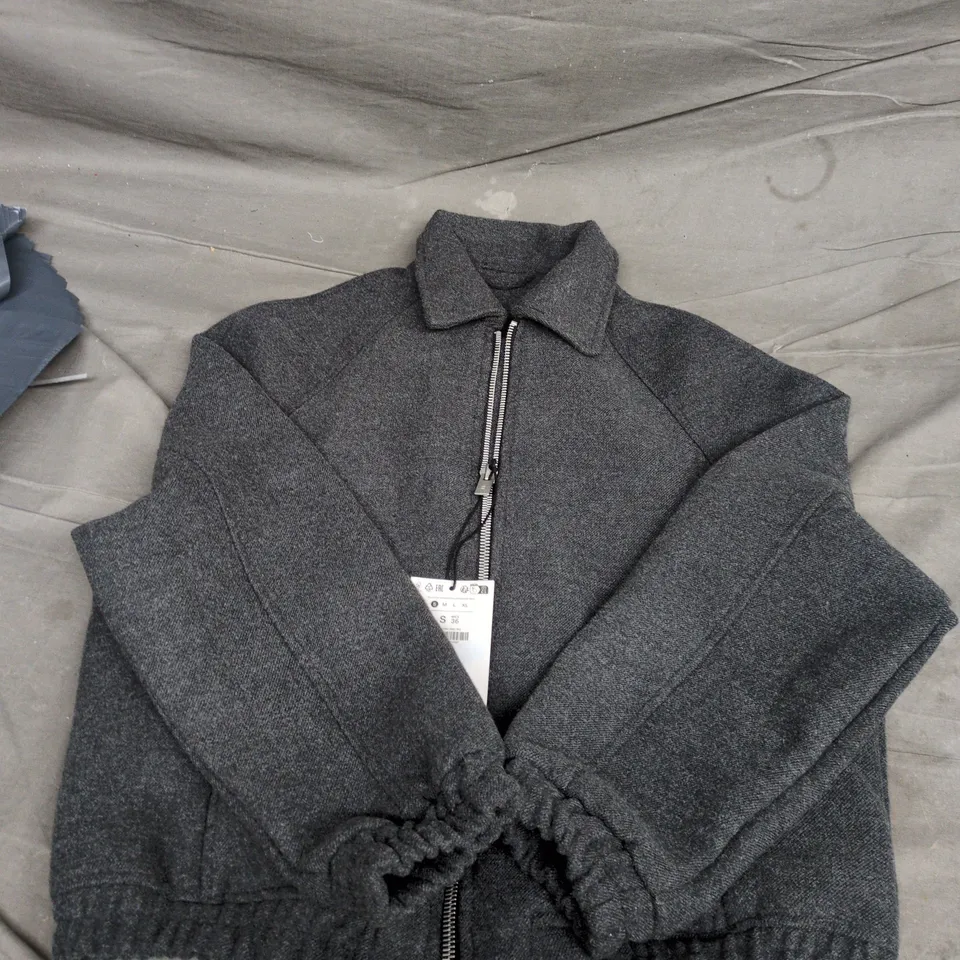 BERSHKA ZIP-UP JACKET – GREY - SIZE SMALL