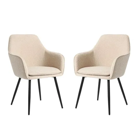 BOXED PUGLIESE - PAIR OF BOUCLE ACCENT CHAIRS - CREAM 